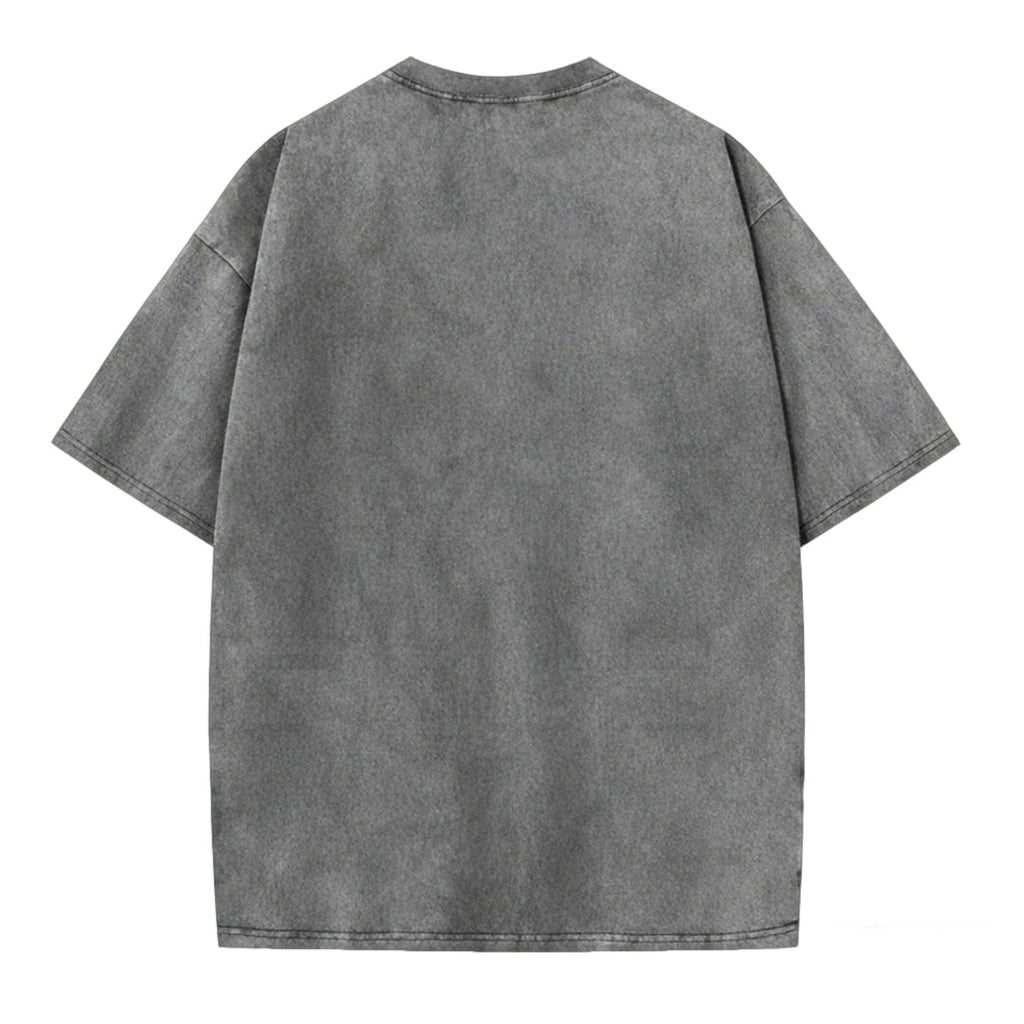 Ink Wash Black Cat Print Washed T-Shirt