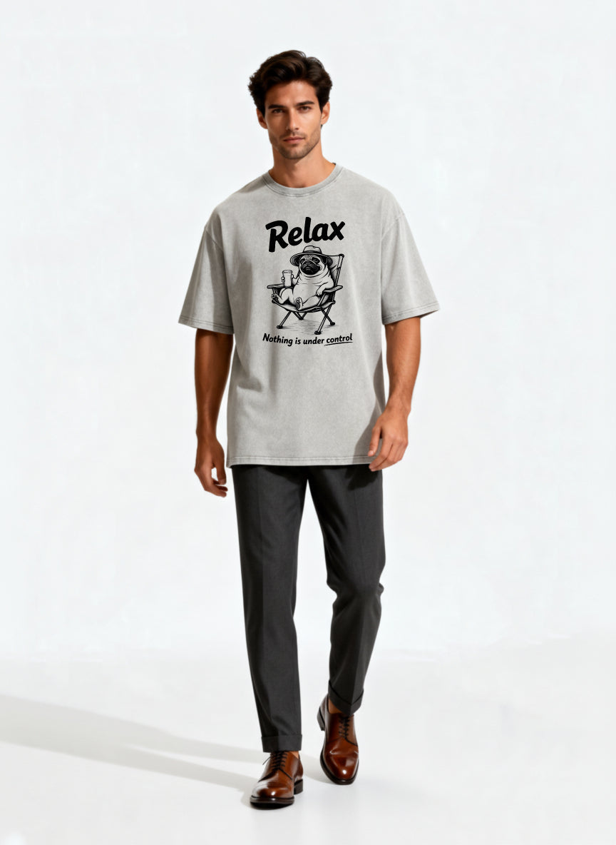 Relax Nothing Is Under Control Pug Dog Graphic T-Shirt For Men And Women Casual Summer Wear Fun Animal Print Top