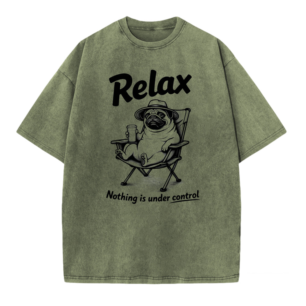 Relax Nothing Is Under Control Pug Dog Graphic T-Shirt For Men And Women Casual Summer Wear Fun Animal Print Top