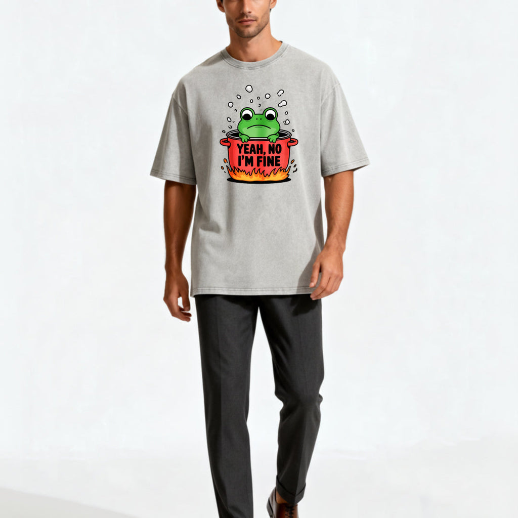 Boiling Frog Funny Graphic Washed T-shirt